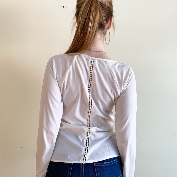 Boho-Style Long Sleeve White Blouse - Picture 3 of 4
